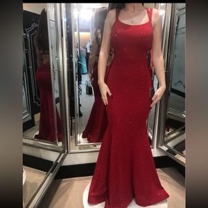 Clarisse red glitter prom dress